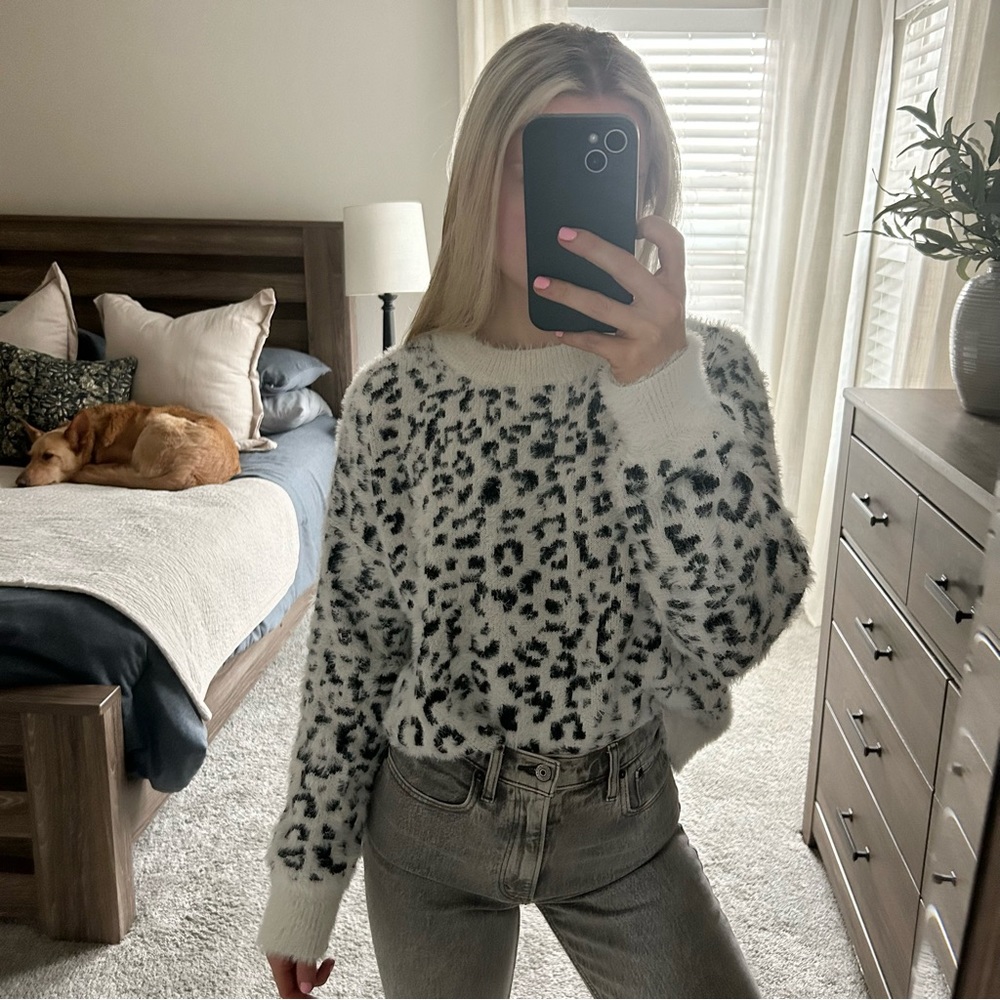 Leopard Eyelash Lace Sweater